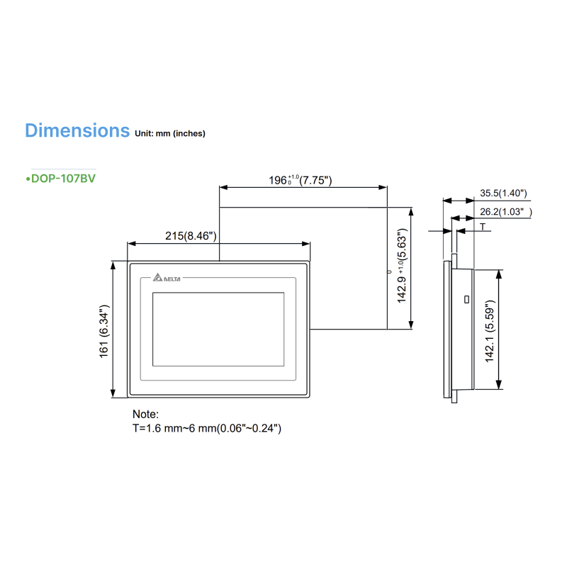 DOP-107BV - Панель оператора графическая TFT дисплей 7" (800 x 480), ARM Cortex-A8 800 МГц, flash ROM 256 MB, RAM 256 MB, USB, 2 COM, RTC, Delta