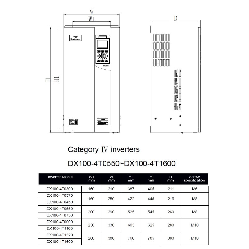 (DX100-4T0370Q) Преобразователь частоты SIMPHOENIX DX100, P=37 кВт, Uвх=3Фх380В/Uвых=3Фх380В