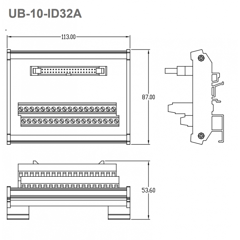 UB-10-ID32A - Клеммный модуль для ЦПУ AS (32 входа (разъем MIL, 40-контактный), Delta