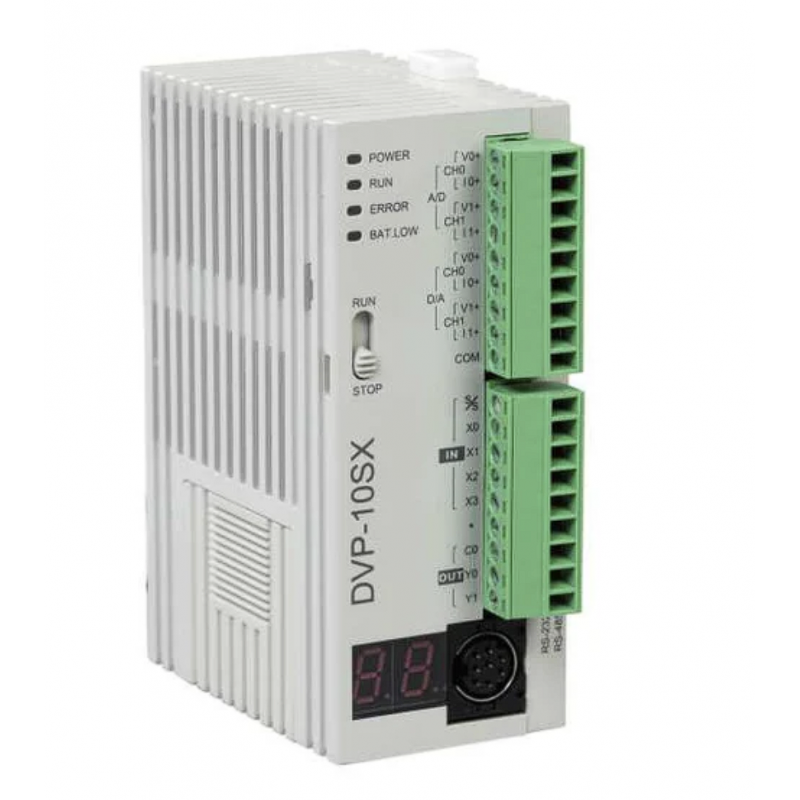 DVP10SX11R - Процессорный модуль DVP-SX2 4DI; 2AI/ 2RO (Relay); 2AO, 24V DC, RS-232 и RS-485, Delta