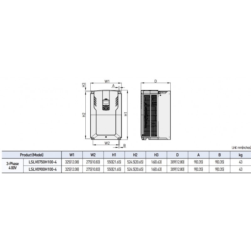 (LSLV0750H100-4COND) Преобразователь частоты LS Industrial System, H100, P=75 кВт, Uвх=3Фх380В/Uвых=3Фх380В