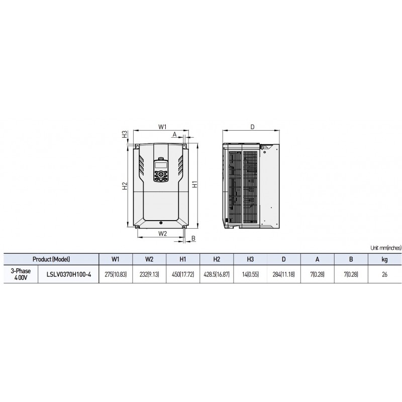LSLV0370H100-4COND - Частотный преобразователь 37 кВт, 3Ф/380В, серия H100, LS Industrial System