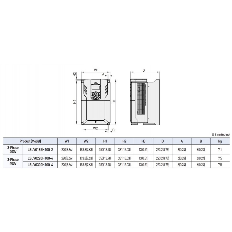 (LSLV0300H100-4COFN) Преобразователь частоты LS Industrial System, H100, P=30 кВт, Uвх=3Фх380В/Uвых=3Фх380В