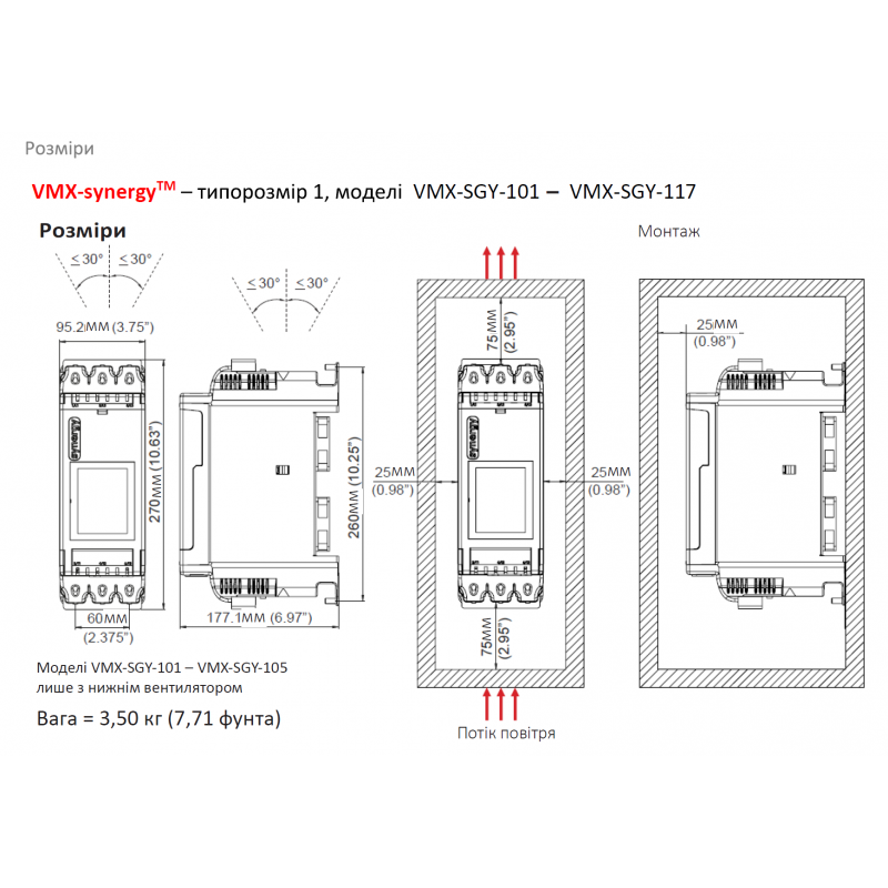 VMX-SGY-111-4-01 - Устройство плавного пуска 30 кВт, 200-480 В, серия SYNERGY Motortronics