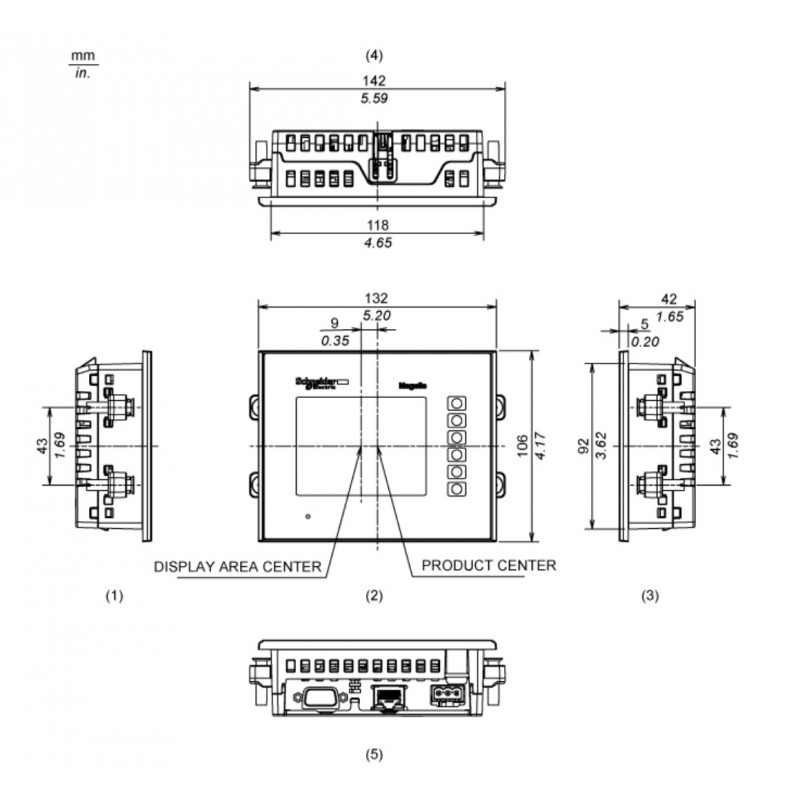 HMIGTO1310 - Сенсорная цветная панель 3.5" 320×240 TFT, 1 RJ45 RS232/485+1 Ethernet TCP/IP, 96Mб/512кБ, Schneider Electric