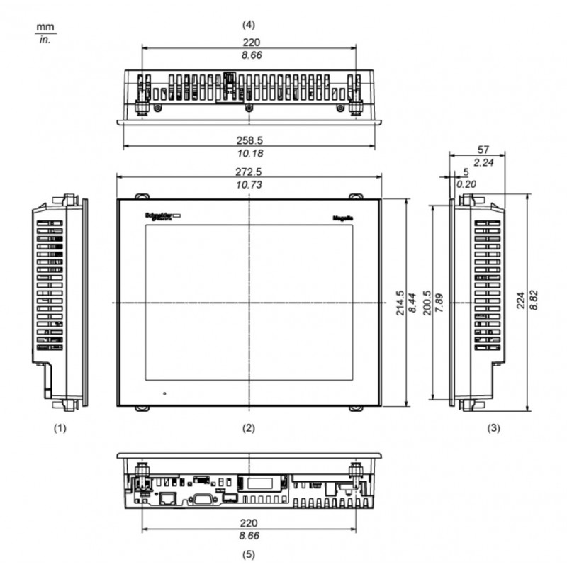 HMIGTO5310 - Сенсорная цветная панель 10.4" 640×480 TFT,RJ45 RS232/485,SUB-D,1 Ethernet TCP/IP,96Mб/512кБ, Schneider Electric