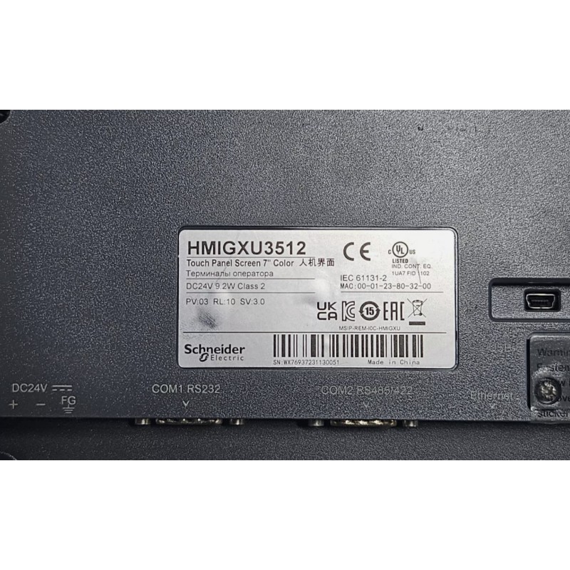 HMIGXU3512 - Панель оператора, 7'', SL, 1 COM1 (RS - 232C) 1 COM2 (RS - 422/485) 1 USB mini-B 1 USB A 1 10/100 Base-Tx, 48MB/ 128KB, Ethernet, Schneider Electric