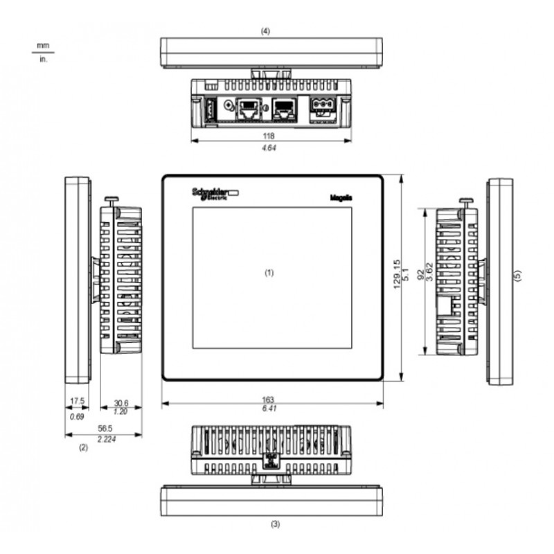 HMISTU855 - Cенсорная панель TFT 5.7", 1 COM1 (RS-232C/RS-485), 1 ETHERNET (10BASE-T/100BASE-TX link) 2 USB, 32MB, Schneider Electric
