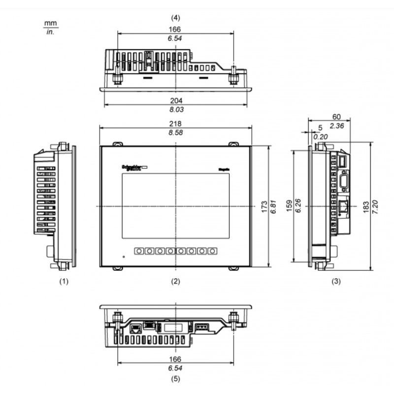 HMIGTO3510 - Сенсорная цветная панель 7" 800×480 TFT,RJ45 RS232/485,SUB-D,1 Ethernet TCP/IP,96Mб/512кБ, Schneider Electric