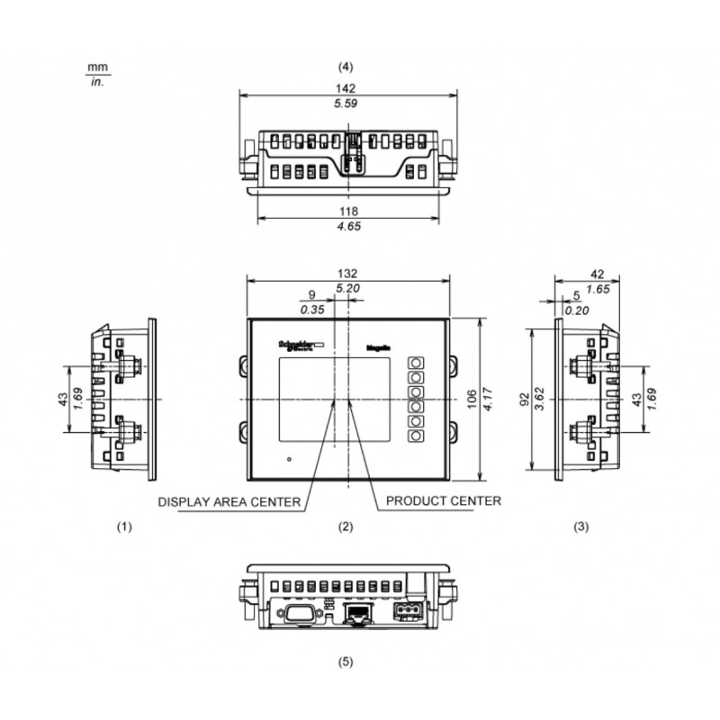 HMIGTO1300 - Сенсорная цветная панель 3.5" 320×240 TFT, RJ45 RS232/485, SUB-D, 64Мб/128кБ, Schneider Electric
