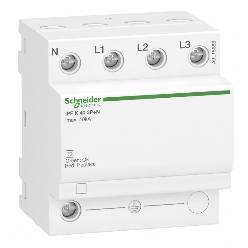 A9L15688 - Ограничитель перенапряжения тип 2 (УЗИП) Acti9 iPF40, 3P+N, 40 кА, 340 В AC, Schneider Electric