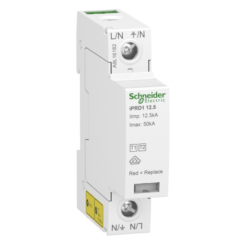 A9L16182 - Ограничитель перенапряжения тип 1+2 (УЗИП) Acti9 iPRD1 12.5r, 1P, 50 кА, Schneider Electric