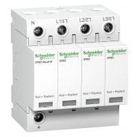 Ограничитель перенапряжения тип 2 (УЗИП) Acti9 iPRD65r, 3P+N, 65 кА, 350 В AC, с дистанционной сигнализацией, Schneider Electric (A9L65601)