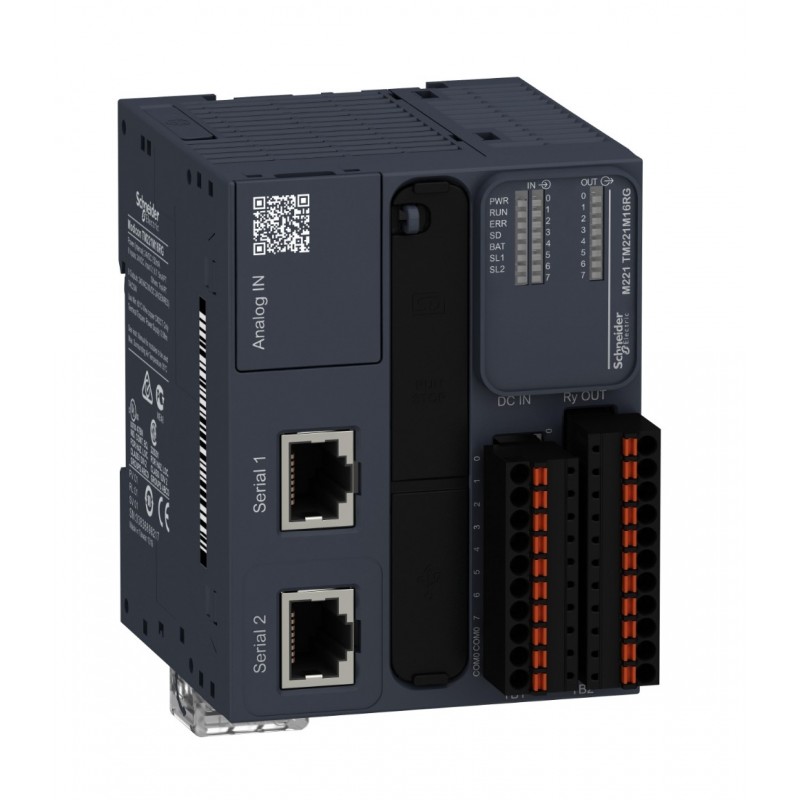 TM221M16RG - Контроллер M221B ПРУЖ 16 ВХ/ВЫХ РЕЛЕ 1RS485, Schneider Electric