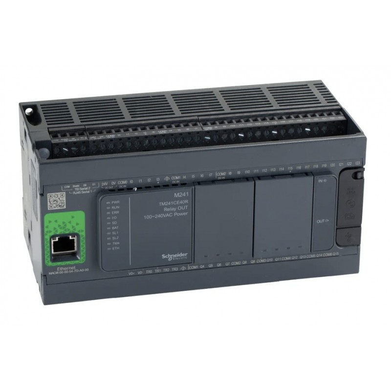 TM241CE40R - Контроллер M241 24DI/4DO (PNP)/ 12RO (Relay), 100-240V AC, 2RS485, 1Ethernet , Schneider Electric TM241CE40R - Контроллер M241 24DI/4DO (PNP)/ 12RO (Relay), 100-240V AC, 2RS485, 1Ethernet , Schneider Electric