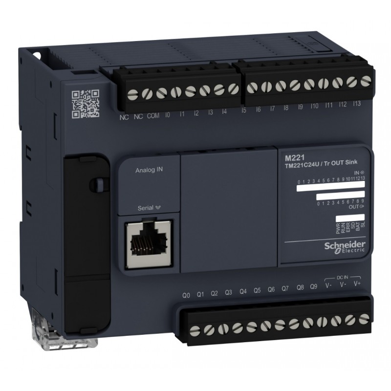 TM221C24U - Контроллер M221 24 ВХ/ВЫХ ТРАНЗ NPN 1RS485, Schneider Electric