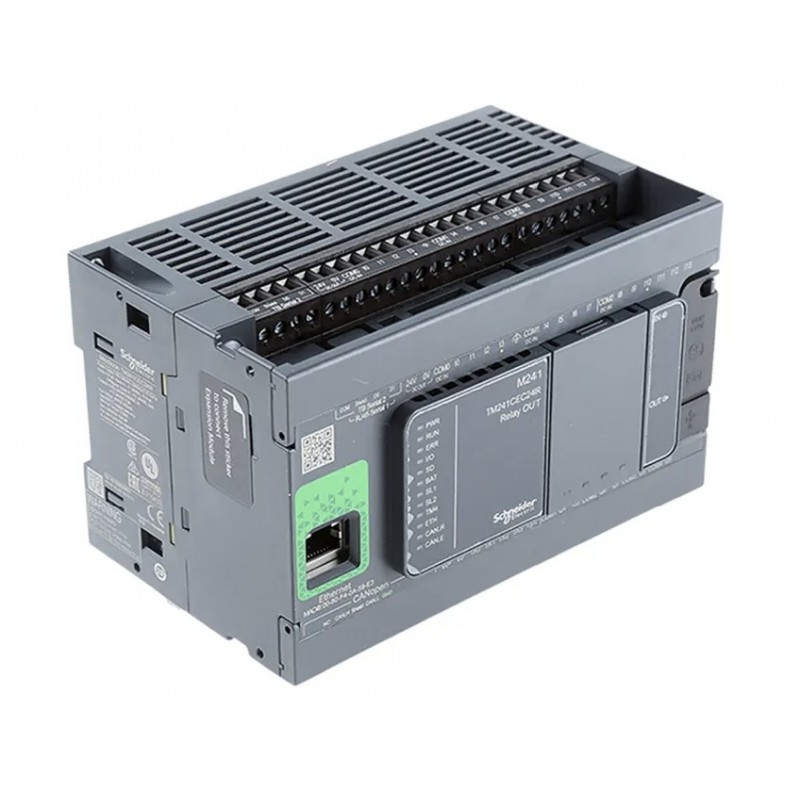TM241CEC24R - Контроллер M241 14DI/4DO (PNP)/ 6RO (Rel), 100-240V AC, 2RS485, 1Ethernet, 1CANopen, Schneider Electric TM241CEC24R - Контроллер M241 14DI/4DO (PNP)/ 6RO (Rel), 100-240V AC, 2RS485, 1Ethernet, 1CANopen, Schneider Electric