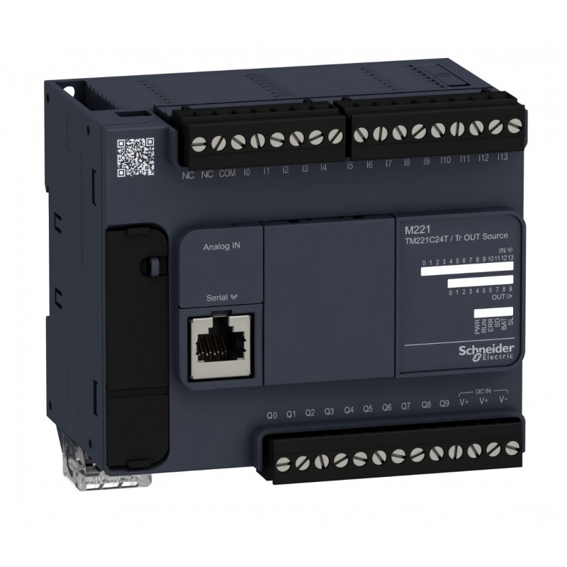 TM221C24T - Контроллер M221 24 ВХ/ВЫХ ТРАНЗ 1RS485, Schneider Electric