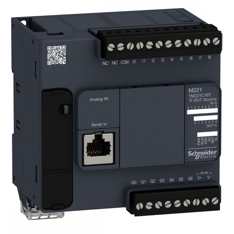 TM221C16T - Контроллер M221 16 ВХ/ВЫХ ТРАНЗ 1RS485, Schneider Electric