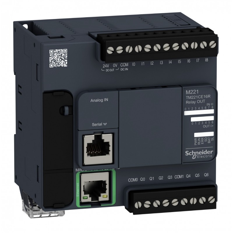 TM221CE16R - Контроллер M221 16 ВХ/ВЫХ РЕЛЕ 1RS485 1ETH, Schneider Electric