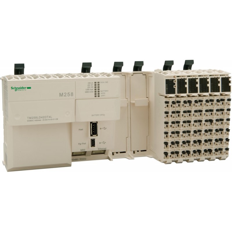 TM258LD42DT4L - Контроллер М258 42ВХ/ВЫХ 4АНАЛ 2PCI, Schneider Electric