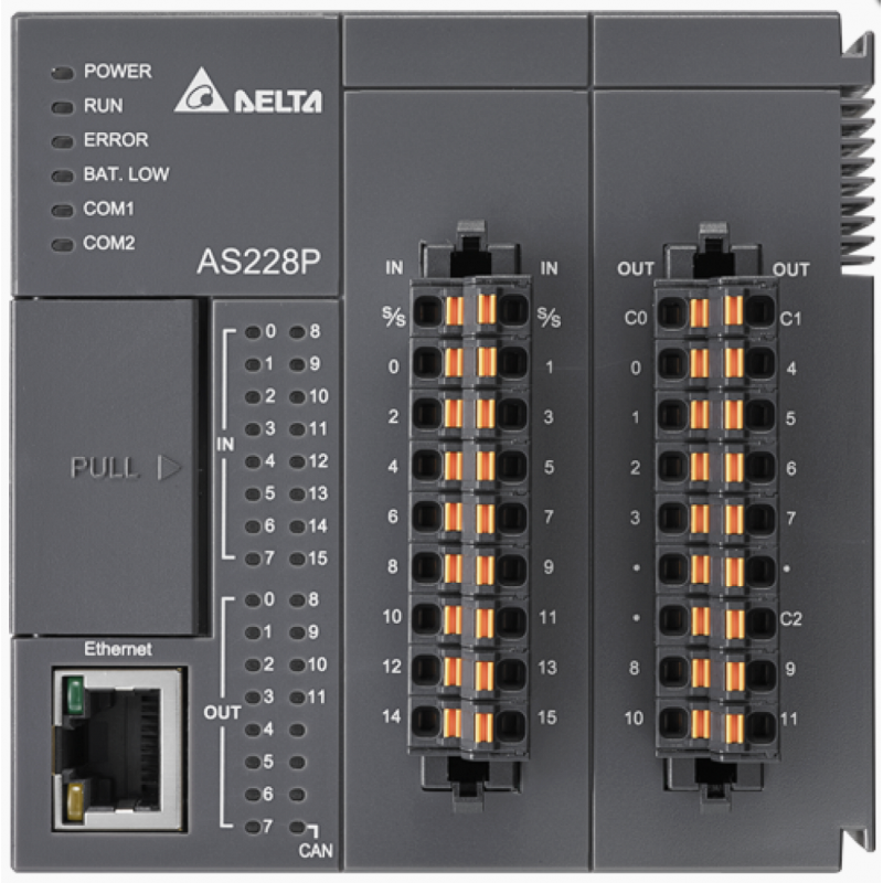AS228P-A - Процессорный модуль AS 16DI/12DO (PNP), RS485, Ethernet, CANopen, 24V DC, Delta