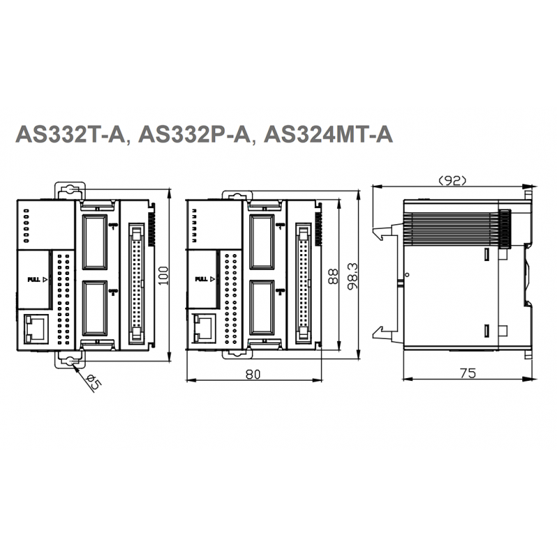 AS324MT-A - Процессорный модуль AS 12DI/12DO, MIL connector 24, 24V DC, USB, RS-485*2, Ethernet, Delta