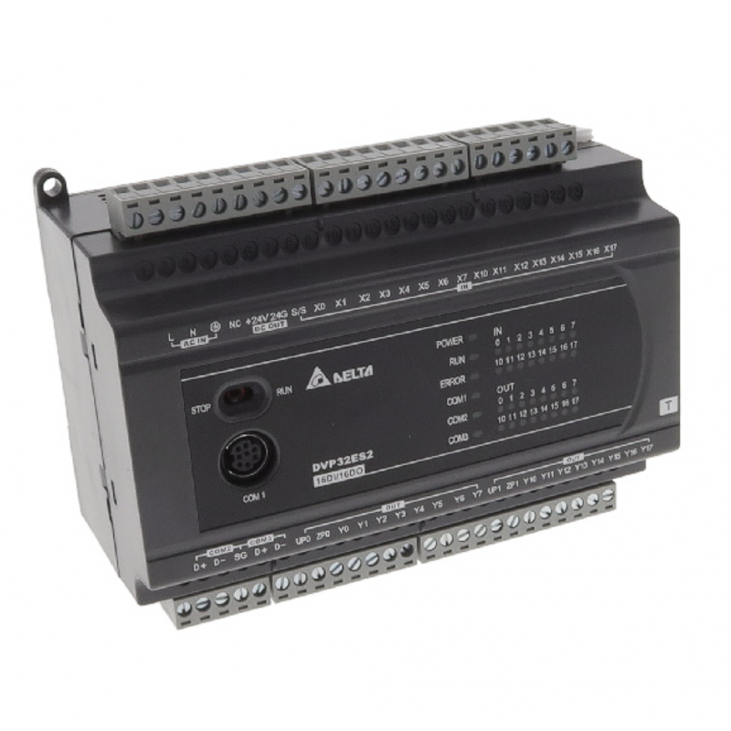 DVP32ES200T - Процессорный модуль DVP-ES2 16DI/16DO (NPN), 100-240V AC, RS-232 и 2xRS-485, Delta
