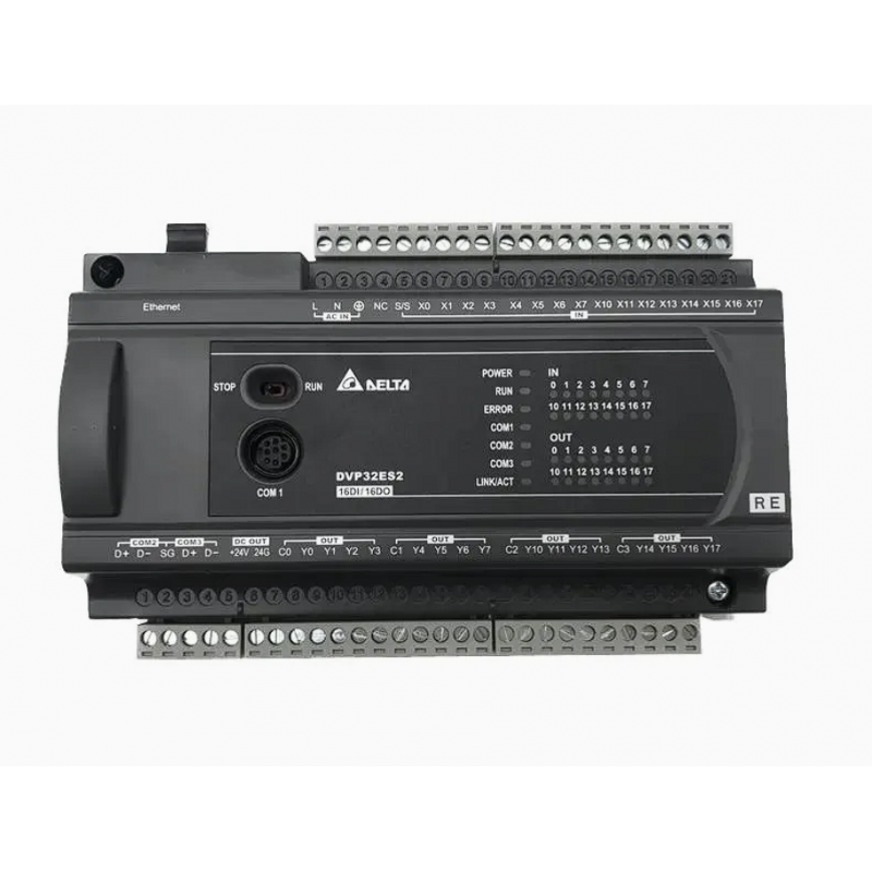 DVP32ES200RE - Процессорный модуль DVP-ES2 16DI/16RO (Relay), 100-240V AC, RS-232 и 2xRS-485 Ethernet, Delta