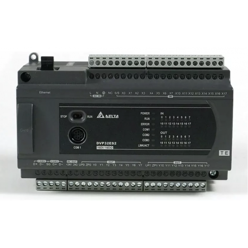 DVP32ES200TE - Процессорный модуль DVP-ES2 16DI/16DO (NPN), 100-240V AC, RS-232 и RS-485 Ethernet, Delta