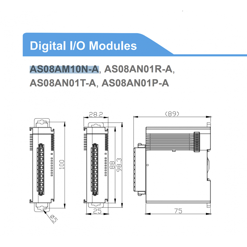 AS08AN01P-A - Модуль дискретных выходов 8DO (PNP) для процессора AS, 5-24V DC, Delta
