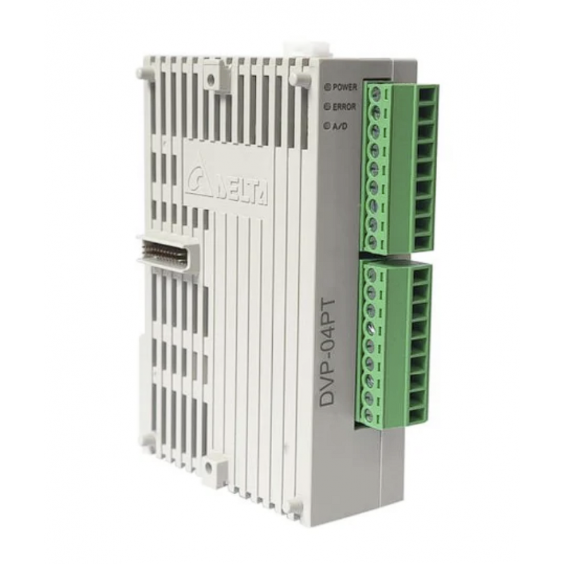 DVP04PT-S - Модуль измерения температуры для DVP-S**: 4 термосопр. PT, 14bit (0.1°C), RS-485, 24V DC, Delta