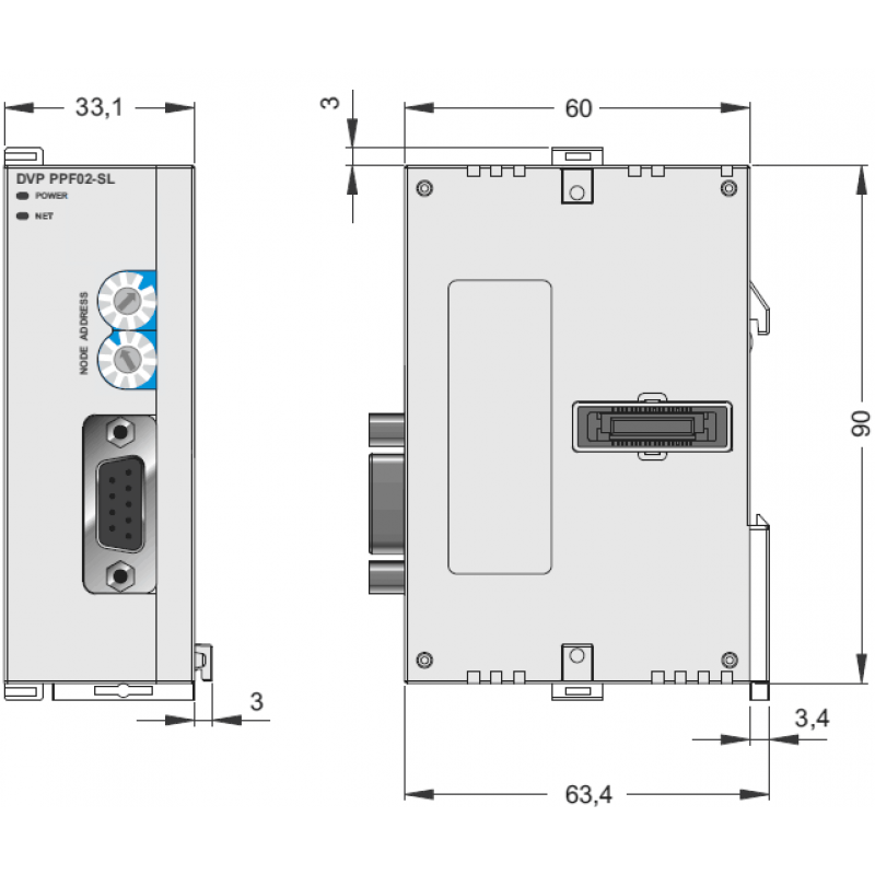 (DVPPF01-S) Коммуникационный модуль Profibus/DP Slave для контроллеров серии DVP-S**, Delta Electronics