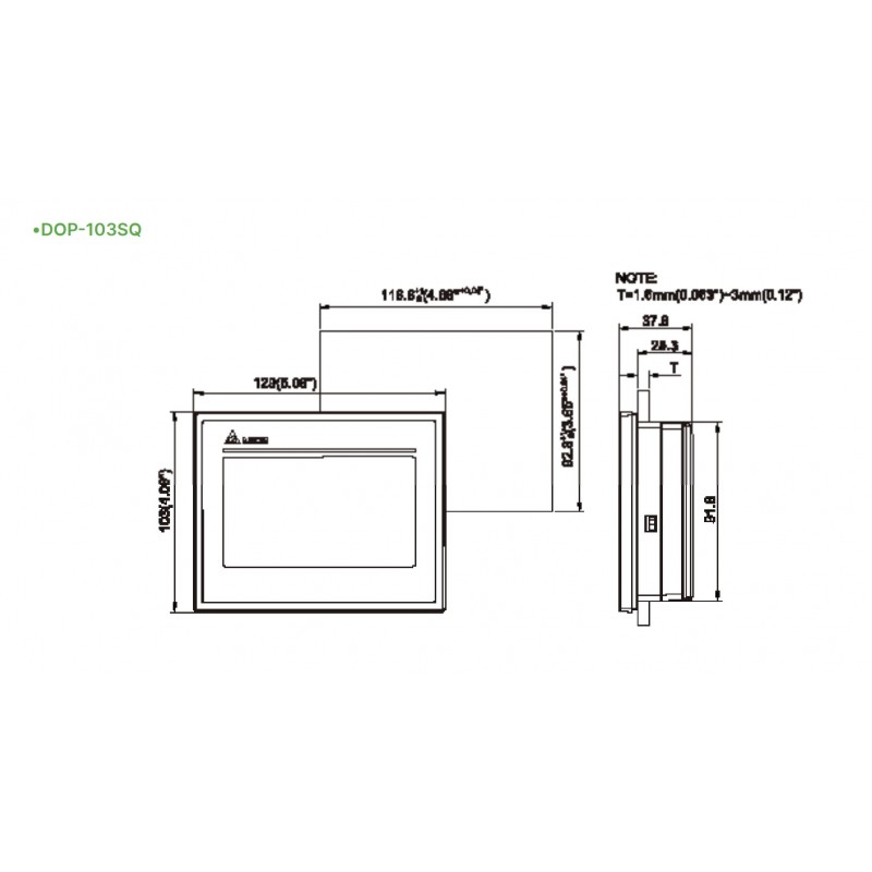 DOP-103SQ - Панель оператора TFT LCD дисплей 4.3" (480 x 272), ARM Cortex-A8 800 МГц, flash ROM 256 MB, RAM 256 MB, USB, 2 COM, RTC, Delta