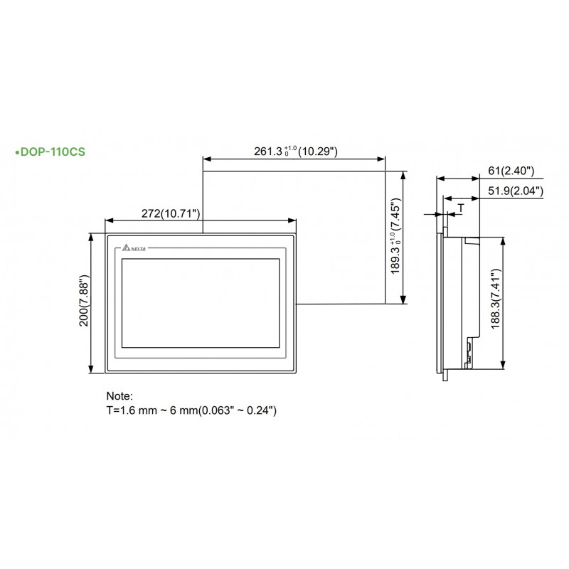 (DOP-110CS) Панель оператора графическая TFT дисплей 10.1 "(1024 x 600), ARM Cortex-A8 800 МГц, flash ROM 256 MB, RAM 512 MB, USB, 3 COM, RTC, Delta Electronics