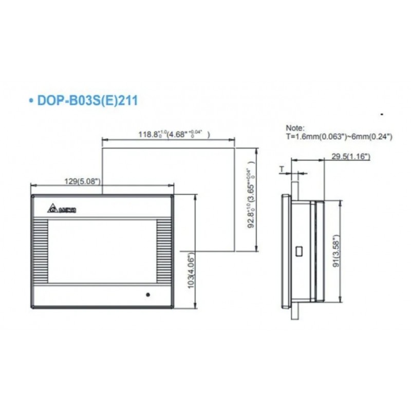 DOP-B03E211 - Панель оператора графическая 4,3" TFT (480x272) 128Мб, Ethernet, Delta