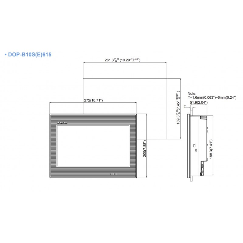 DOP-B10S615 - Панель оператора 10,1" TFT, 128Mb Flash ROM, USB, 3 порта RS232/422/485, Delta