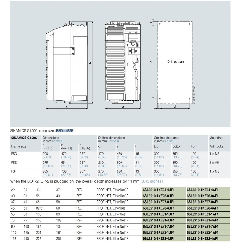 (6SL3210-1KE27-0UF1) Преобразователь частоты Siemens SINAMICS G120C, P=37 кВт, Uвх=3Фх380В/Uвых=3Фх380В