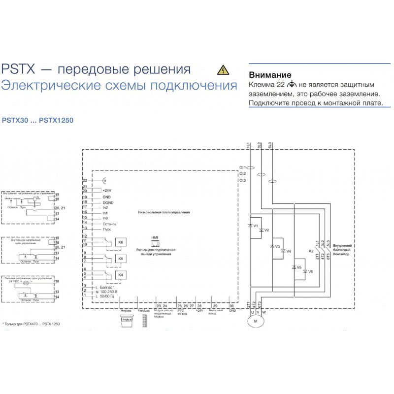 (1SFA898106R7000) Устройство плавного пуска PSTX60-600-70, P=30 кВт, Uвх=3Фх380В, ABB