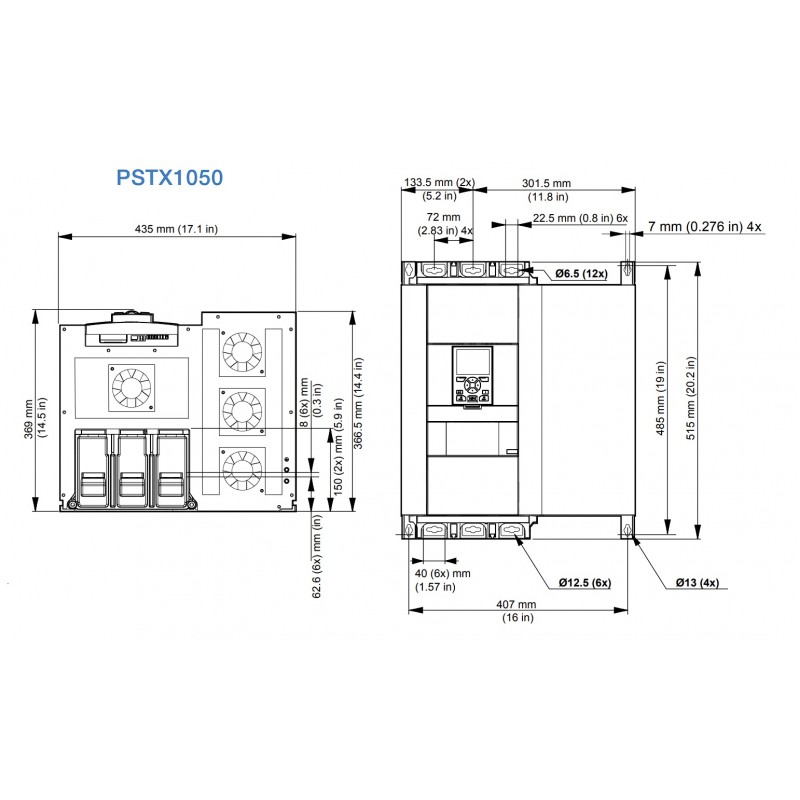 1SFA898120R7000 - Устройство плавного пуска PSTX1050-600-70, 560 кВт, 200-690 В, ABB