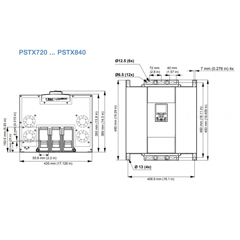 (1SFA898118R7000) Устройство плавного пуска PSTX720-600-70, P=400 кВт, Uвх=3Фх380В, ABB