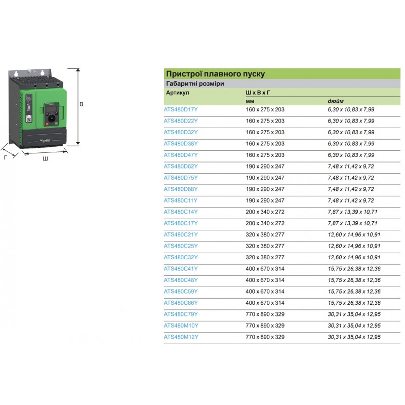 (ATS480C59Y) Устройство плавного пуска Schneider Electric серия Altistart 480, P=315 кВт, Uвх=3Фх380В