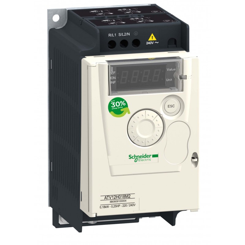 (ATV12H037M2) Преобразователь частоты Schneider Electric ALTIVAR12, P=0.37 кВт, Uвх=1Фх220В/Uвых=3Фх220В (ATV12H037M2) Преобразователь частоты Schneider Electric ALTIVAR12, P=0.37 кВт, Uвх=1Фх220В/Uвых=3Фх220В