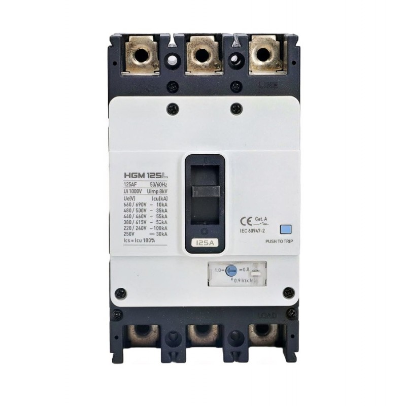 Автоматический выключатель MCCB HGM, 3P In-125 А, Icu-20 кА, термомагнитный (In-0.8...1) x In, HYUNDAI ELECTRIC