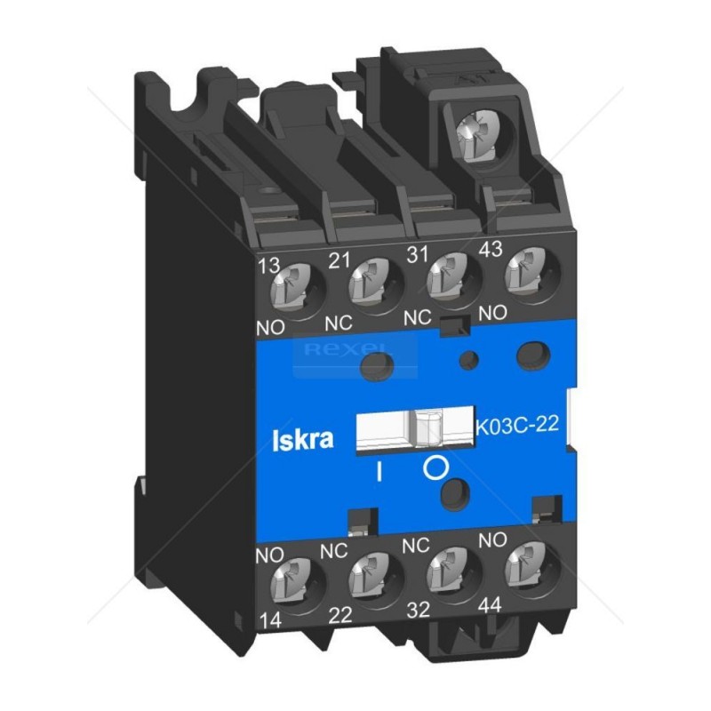Миниконтактор K03C-22, 4P(2NO+2NC), Ie-4 A (AC-13), Uc-230 В AC, Iskra (030040799000)