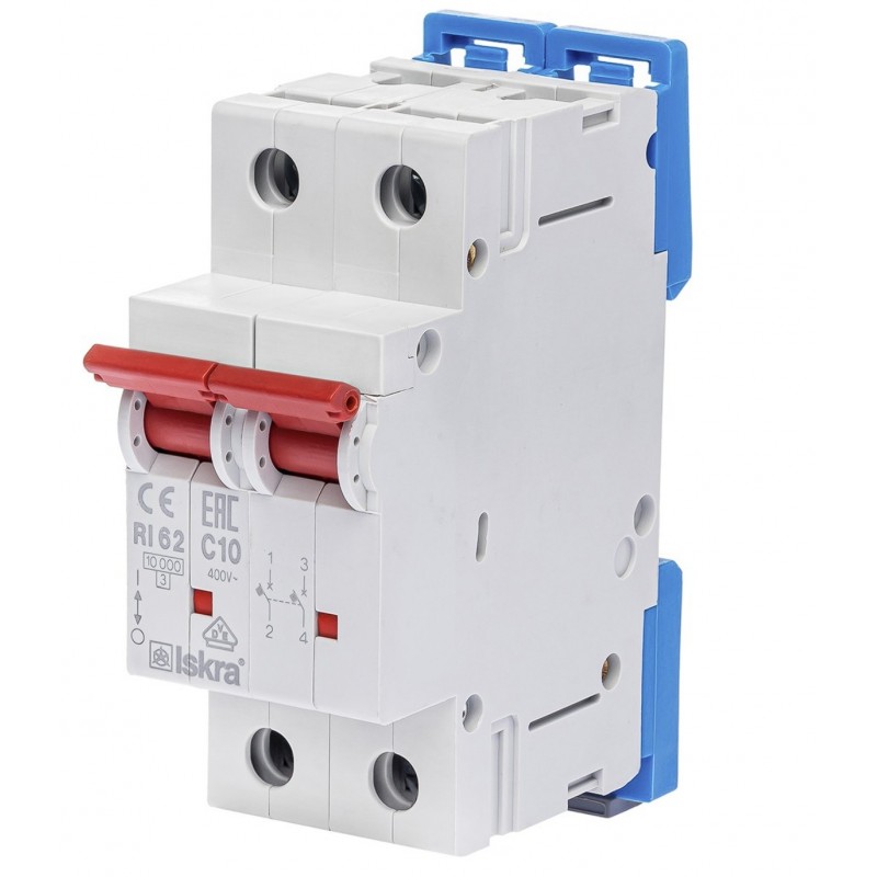 786100150000 - Автоматический выключатель RI62, 2P In=10 A, Кривая C, 10 кА, Iskra