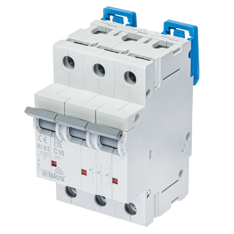 Автоматический выключатель RI63, 3P In=16 A, Кривая C, 10 кА, Iskra (786100104000)