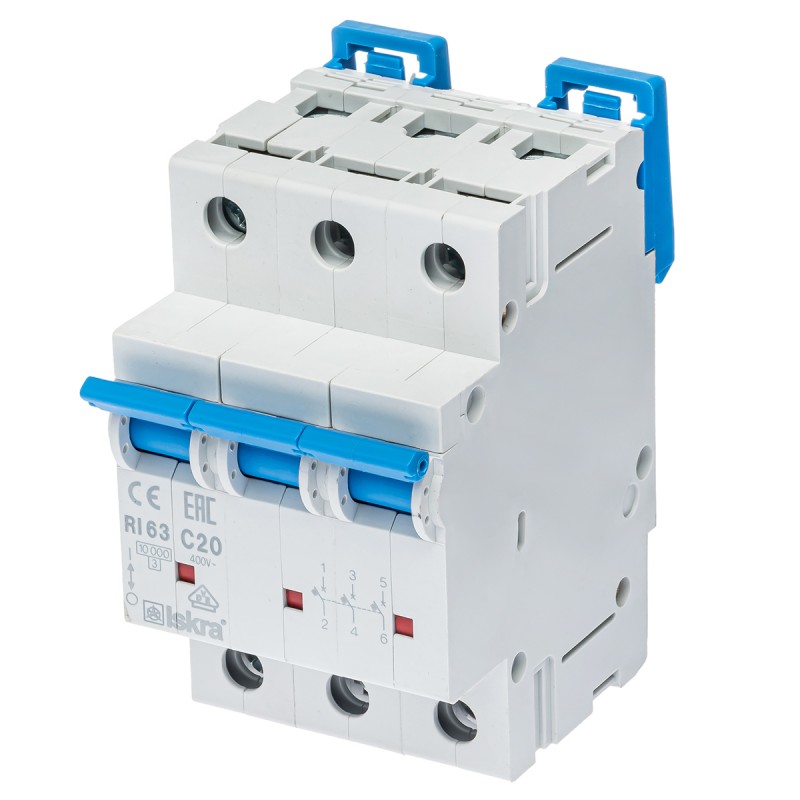 786100105000 - Автоматический выключатель RI63, 3P In=20 A, Кривая C, 10 кА, Iskra