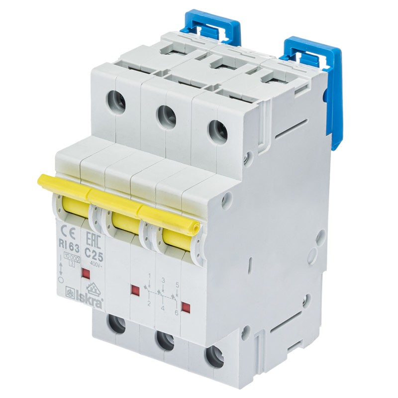 786100106000 - Автоматический выключатель RI63, 3P In=25 A, Кривая C, 10 кА, Iskra