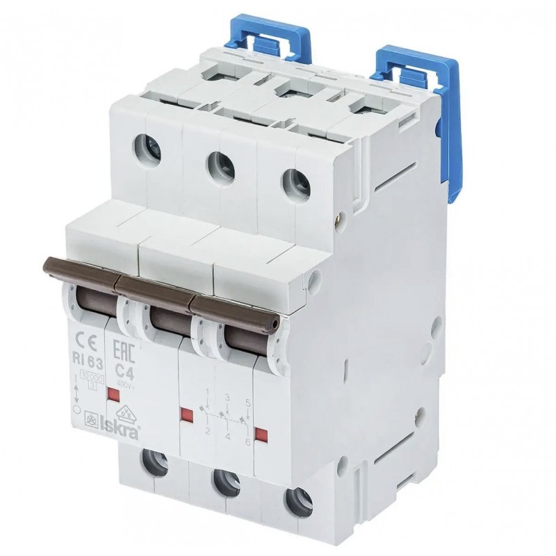 786100099000 - Автоматический выключатель RI63, 3P In=4 A, Кривая C, 10 кА, Iskra